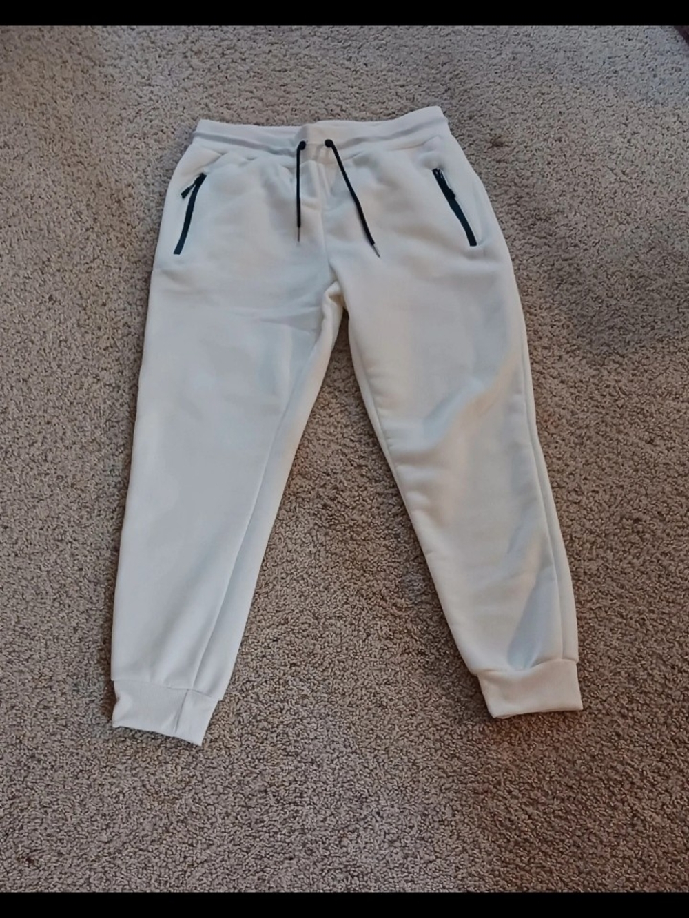 Men's White Jogger Sweatpants with Black Trim